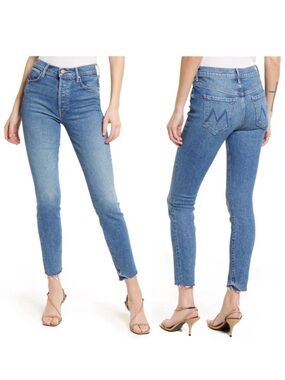 MOTHER The Stunner Ankle Fray in Crave Digger Blue size 27